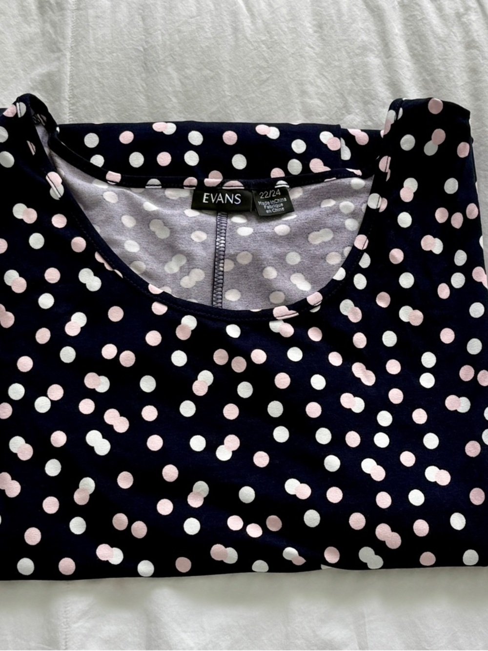 Evans Navy Polka Dot Tunic Top - Pink & White Dots